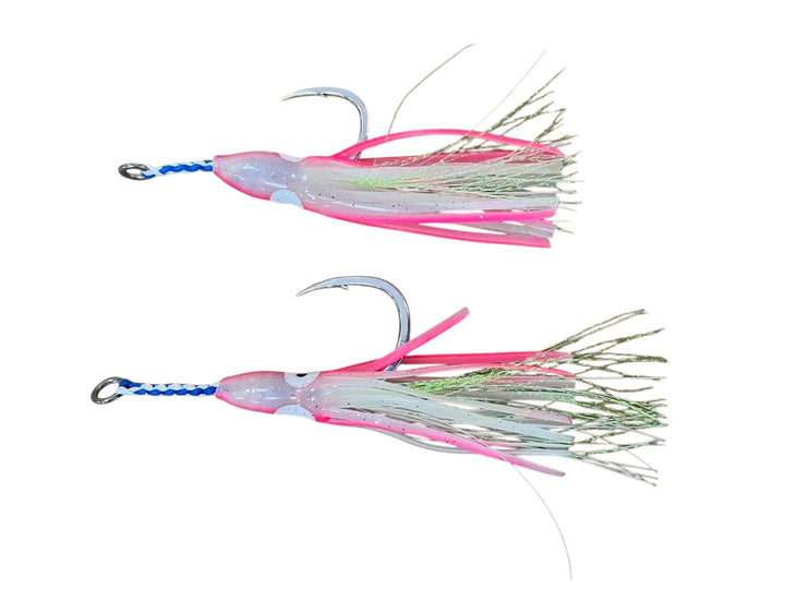 b10 fishing hooks Beast Hunter Assist Hooks – BKK 5X Strength with Glow Squid Skirts 5/0