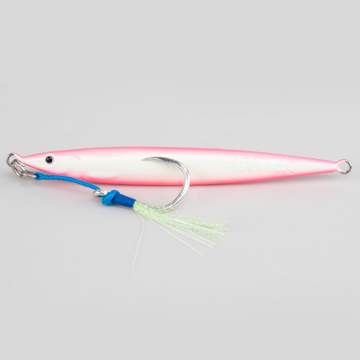 Shore Catch (Full Glow) Pink Bubble Gum UVT Tuna Jig rigged with BKK 5X Assist Hook