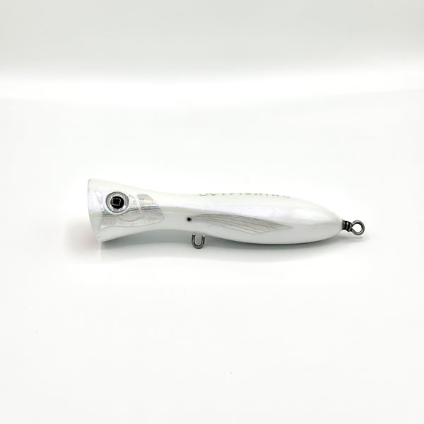 UVT Murray Popper - 7.5" in White / Chrome color for tuna
