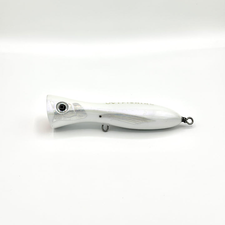 UVT Murray Popper - 7.5" in White / Chrome color for tuna